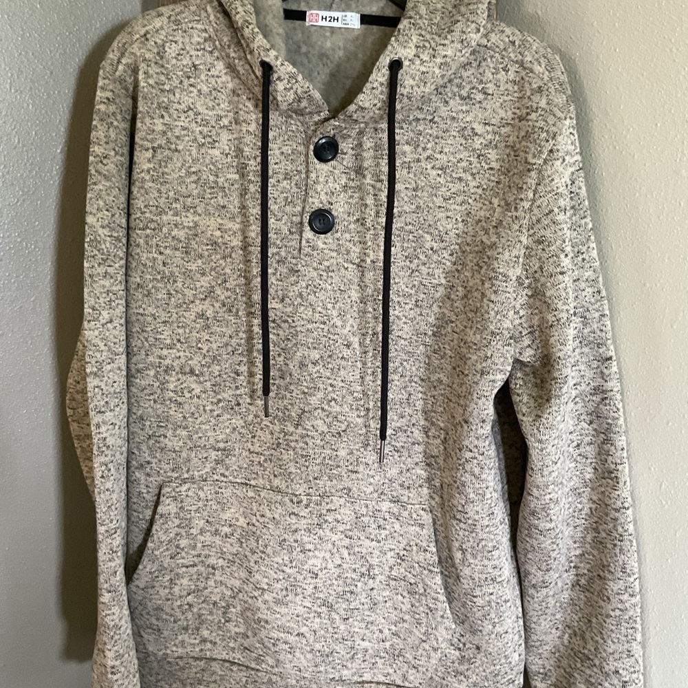 H2H Gray Hooded Sweater with Buttons size XL